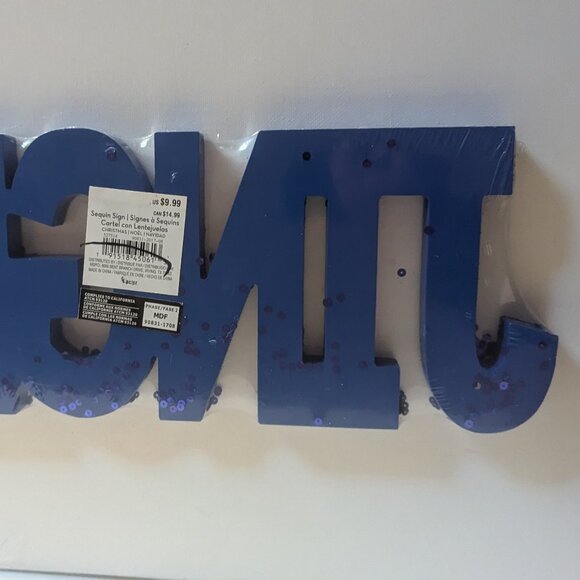 NWT Blue Sequin Glitter 'Jingle' Christmas Holiday Sign Decoration Home Michaels - Picture 6 of 7